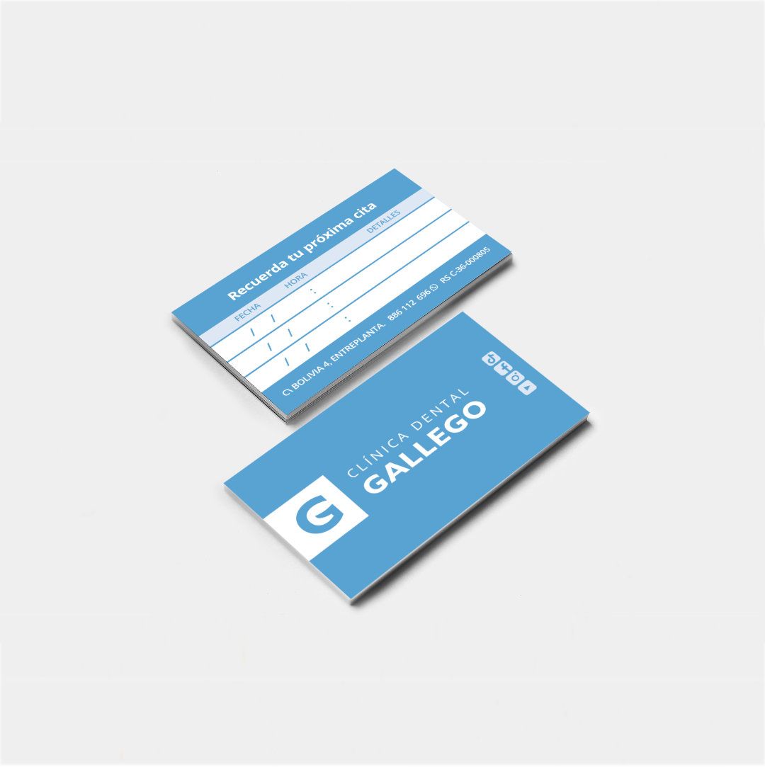 Clínica Dental Gallego | ReBranding · Tarjeta de citas